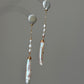 Nora Lunar Tassel Dangle Earrings  Moon Coin Pearl  Baroque Stick Pearl Drop  Long Celestial Statement Earring Bridesmaid Gift