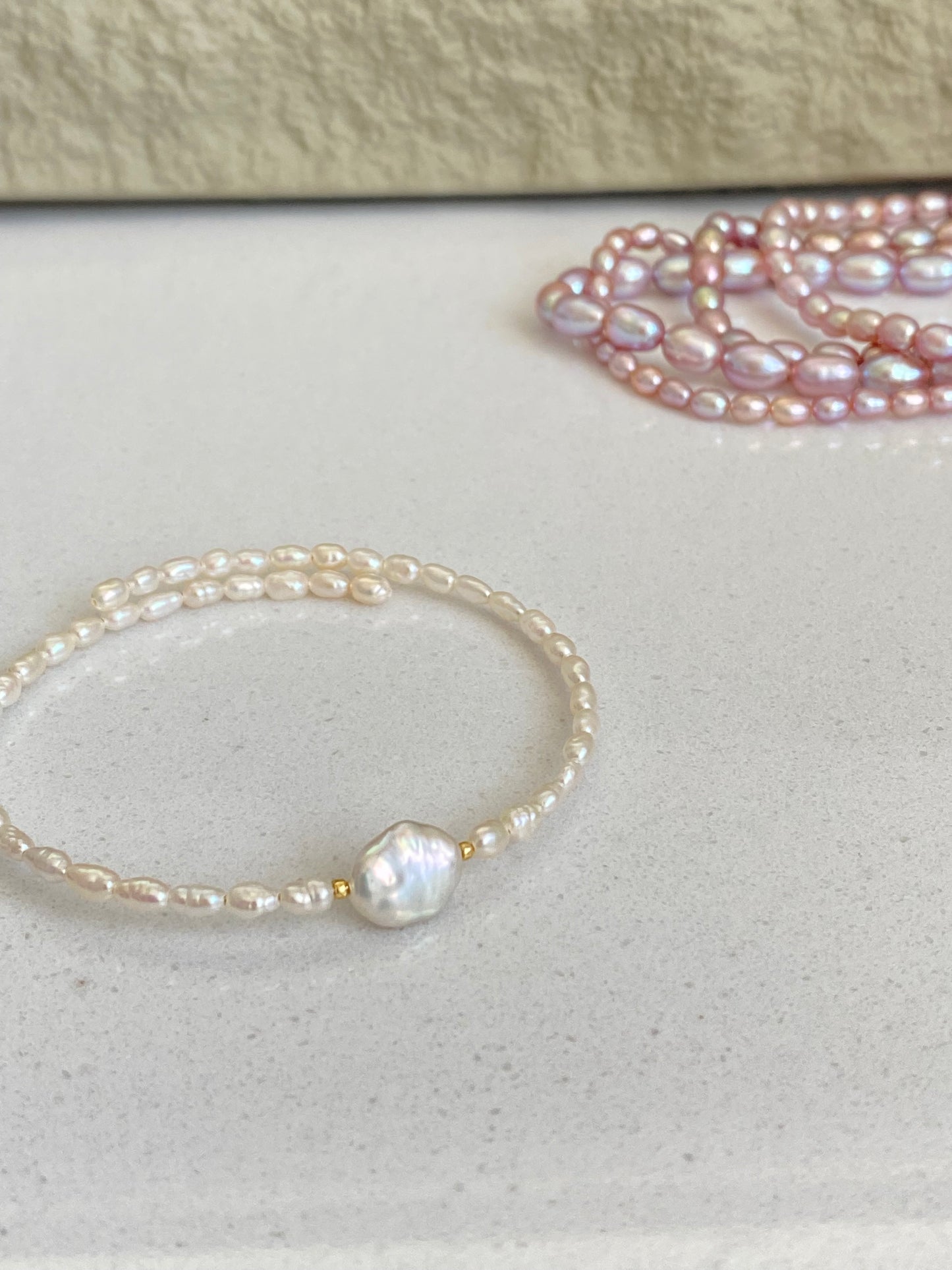 Keshi Petal Pearl Memory Bracelet | Super Minimalist Bracelet | High Luster | Wedding Bridal Bracelet | Elegant Gift for Her