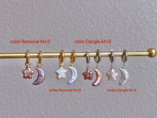Freshwater pearls baroque star and moon shape studd dangle earring,multiple use pendant,gift for her,christmas gift