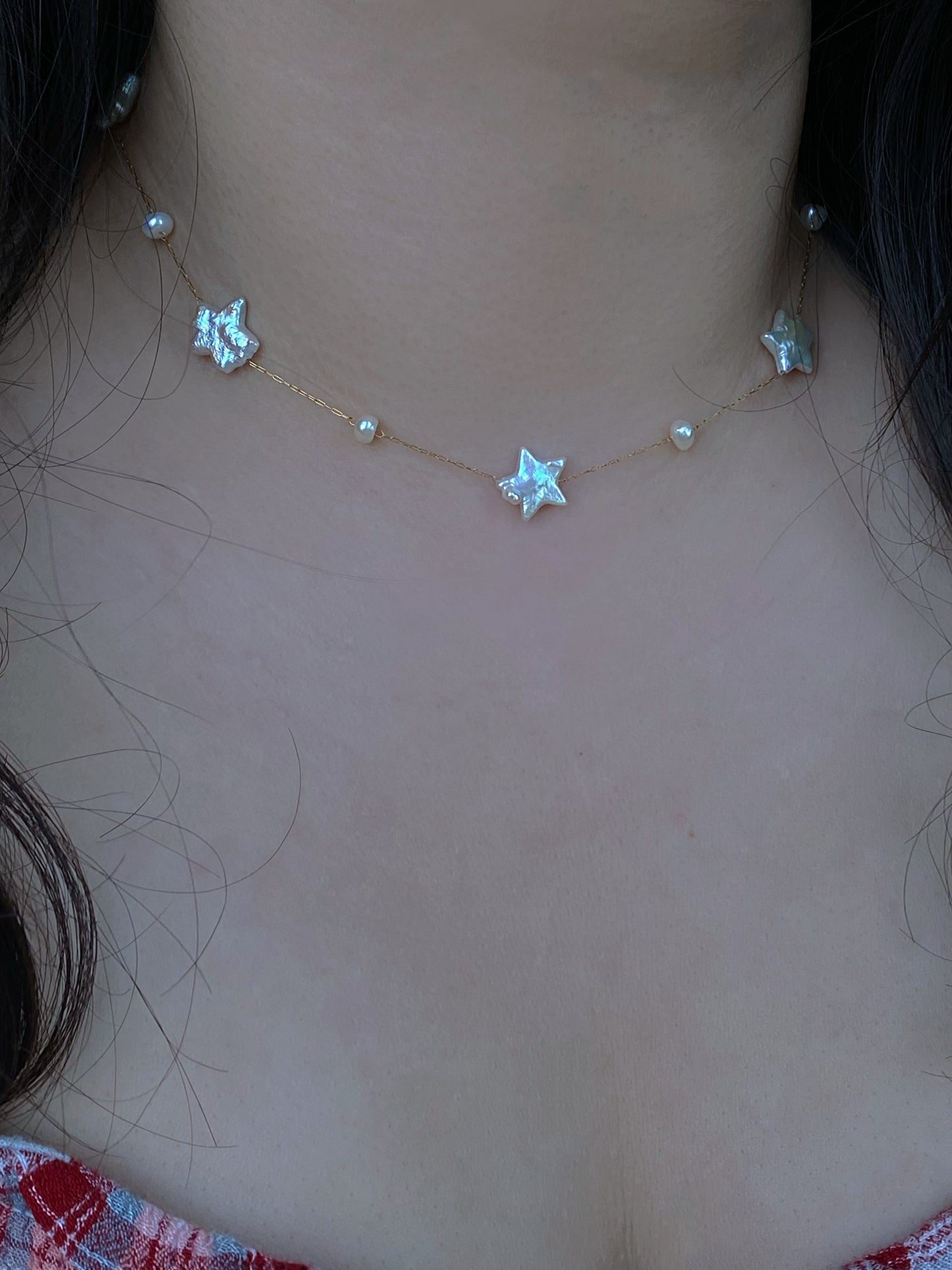 Celestial Baroque Pearl Star Necklace Adjustable Versatile Choker,Customizable Y Necklace, Elegant Handmade Jewelry, Minimalist Gift for Her