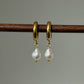 White Baroque Pearl Hoop Earrings Simple Elegant Drop Jewelry