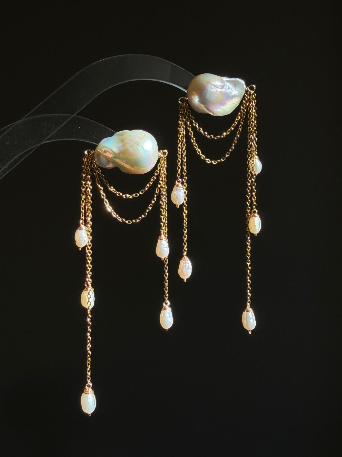 Ardelle Baroque Pearl Draped Chain Earrings