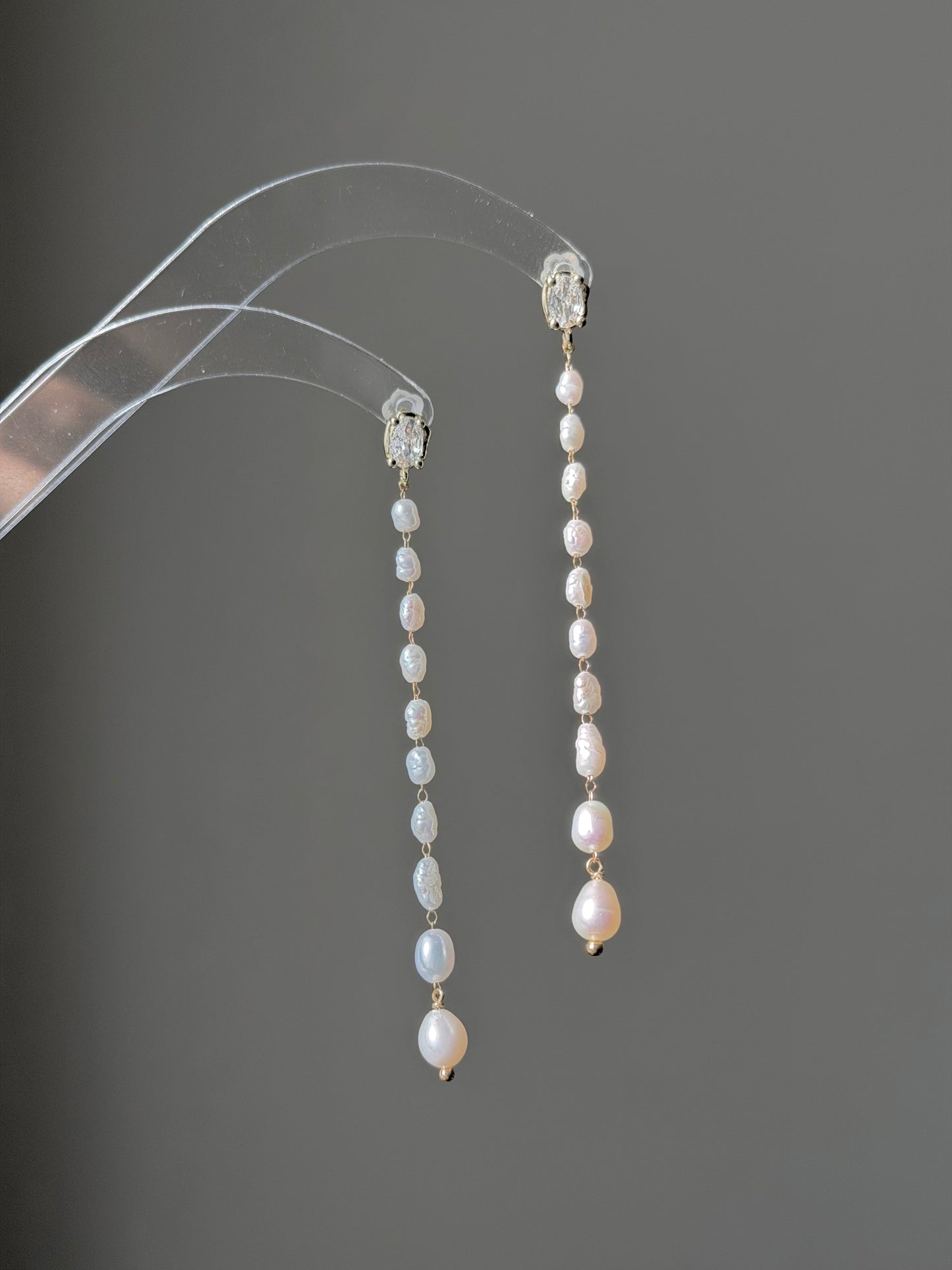 Baroque Pearl Long Drop Earrings, Graduated Freshwater Pearl Tassel Earrings