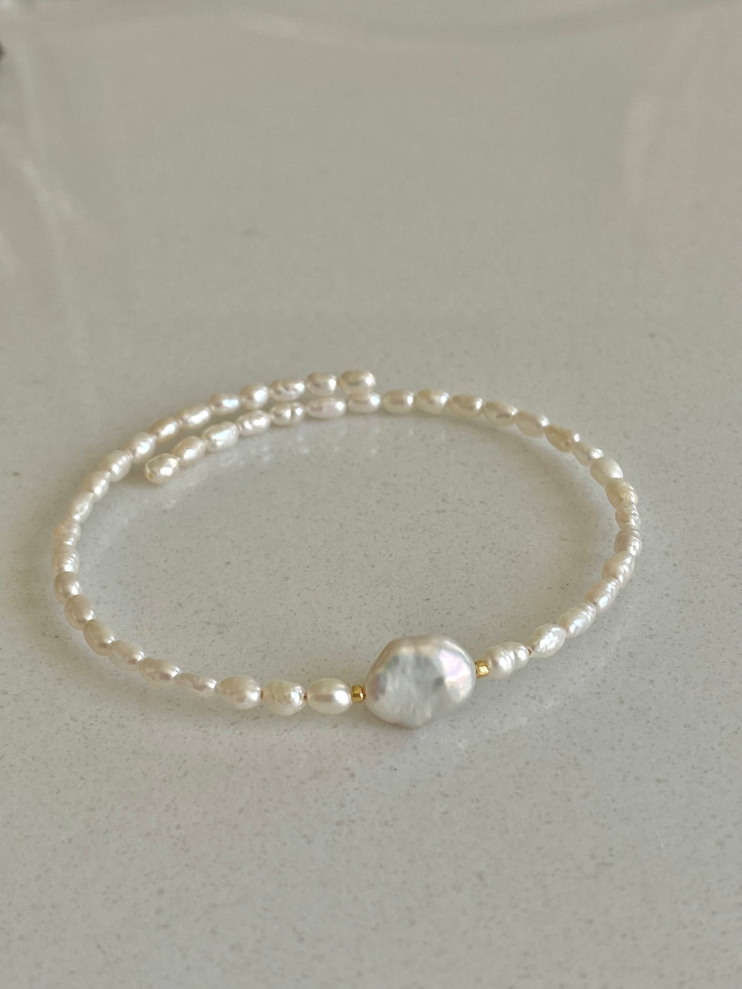 Keshi Petal Pearl Memory Bracelet | Super Minimalist Bracelet | High Luster | Wedding Bridal Bracelet | Elegant Gift for Her