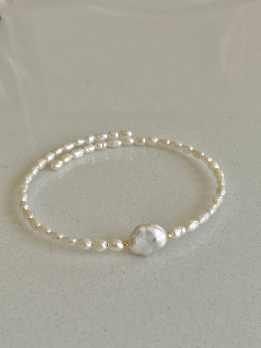 Keshi Petal Pearl Memory Bracelet | Super Minimalist Bracelet | High Luster | Wedding Bridal Bracelet | Elegant Gift for Her