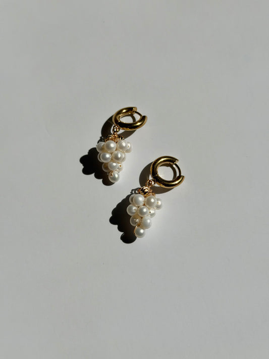 White Grape Pearl Hoop Earrings | NAPA BLANC