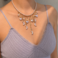 Lavender Baroque Pearl Necklace, Moon Star Heart Charm Tassel Jewelry-LUNARIA