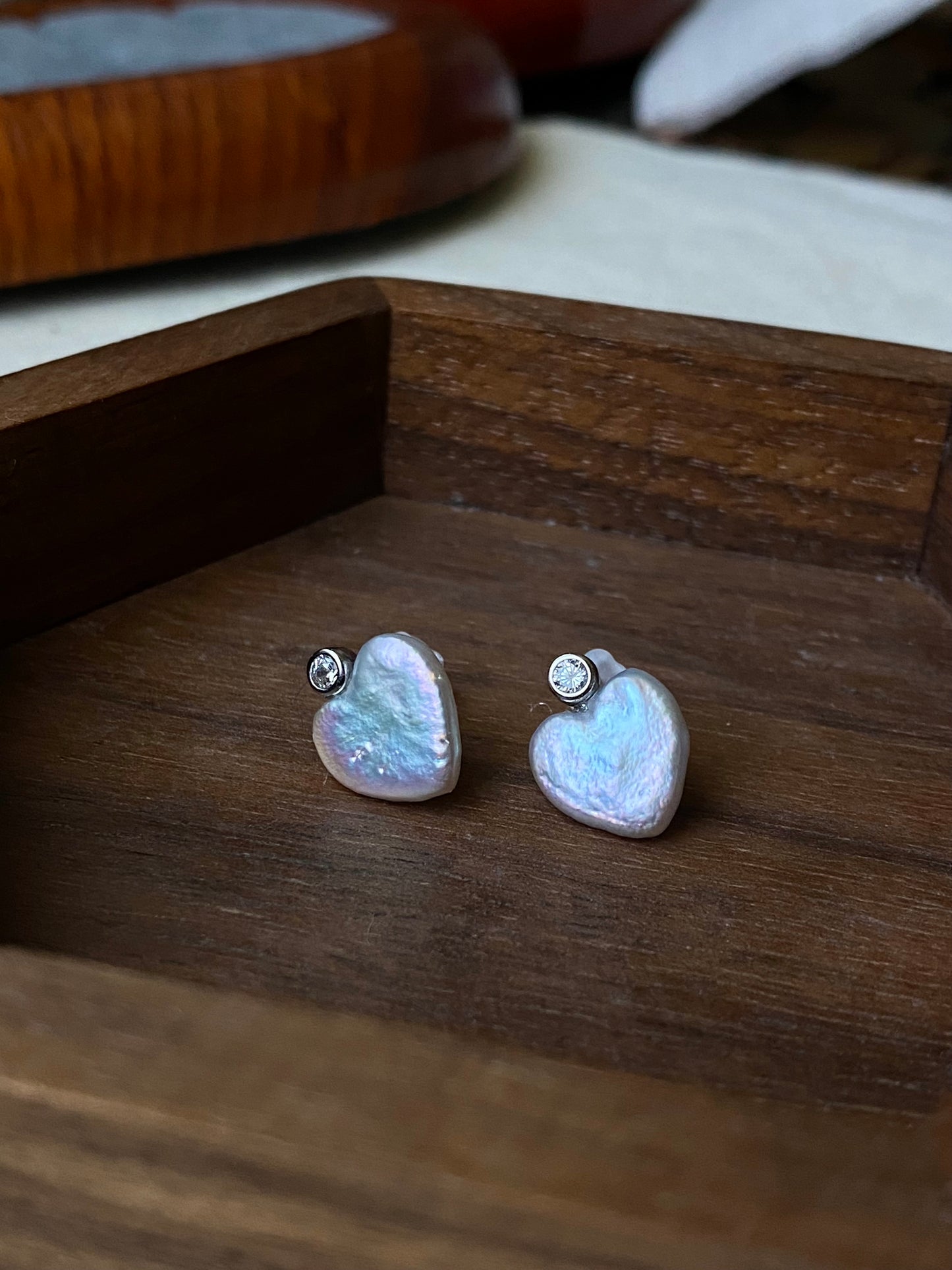 S925 Sterling silver Minimalism Baroque Pearl zircon stud Earrings Heart Elegance Dainty Style  Pearl Earrings Bridal statement earring gift