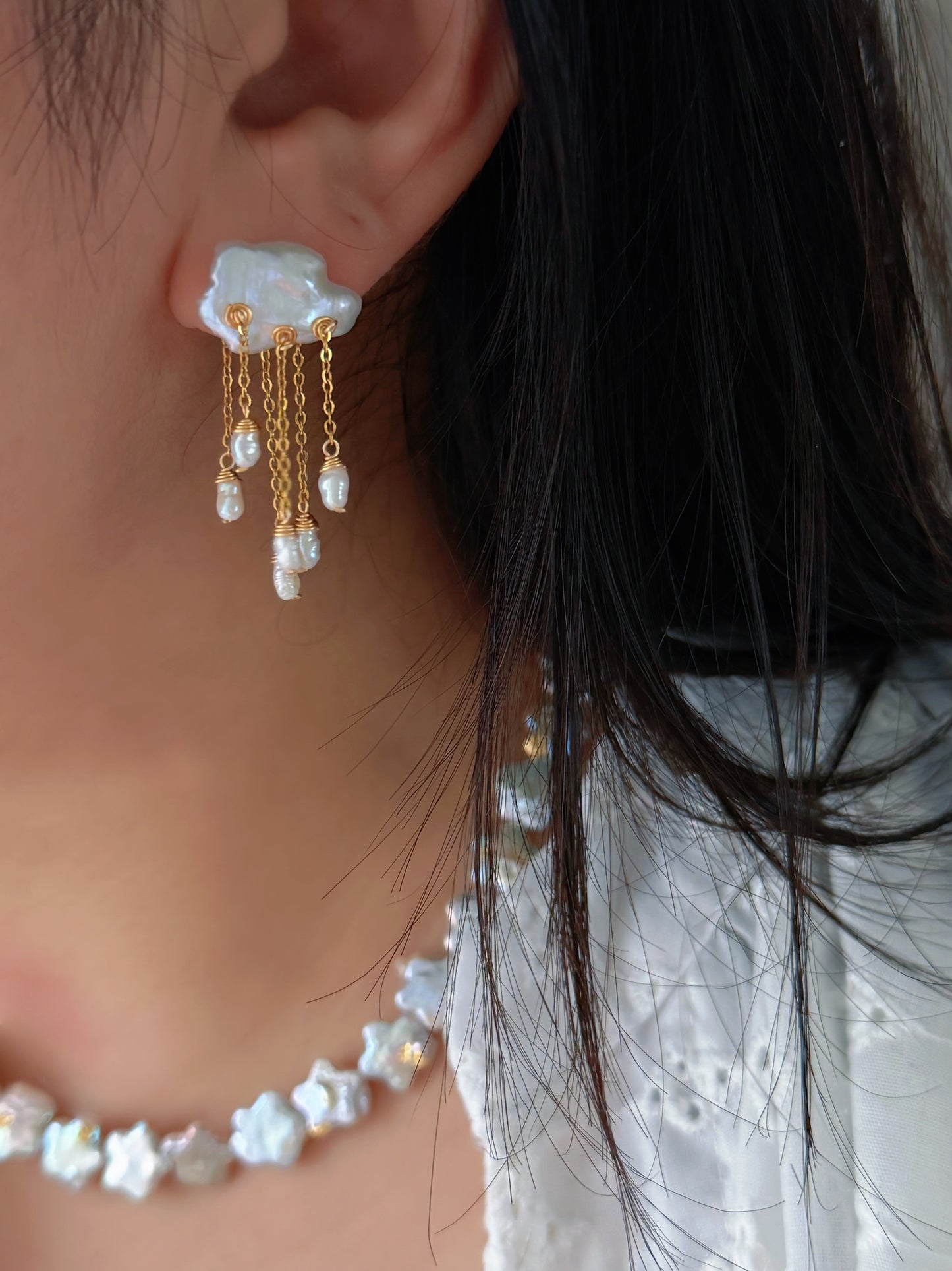 Thunderstorm Cloud Rain Baroque Pearl Earrings