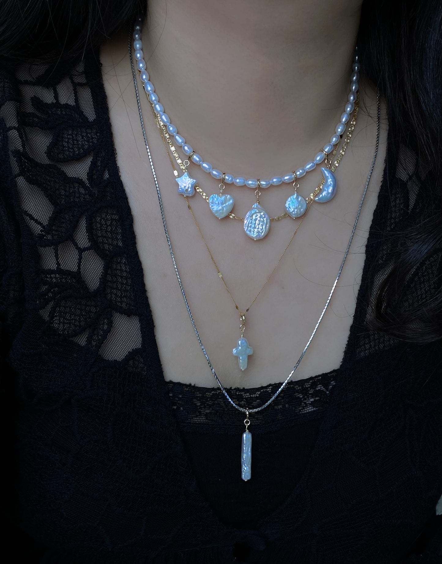 Custom Pearl Charm Necklace  Interchangeable Handmade Baroque Pearl Pendants Multi-Use Charms for Necklace, Bracelet, Anklet, Hair Clip