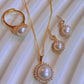Sun-Inspired Pearl Jewelry Set - Valentine’s Day & Mother’s Day Gift | Necklace, Earrings, and Ring for Timeless Love handmade gift for her