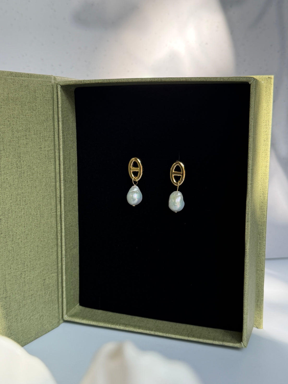 Maya Anchor Link Baroque Pearl Earrings