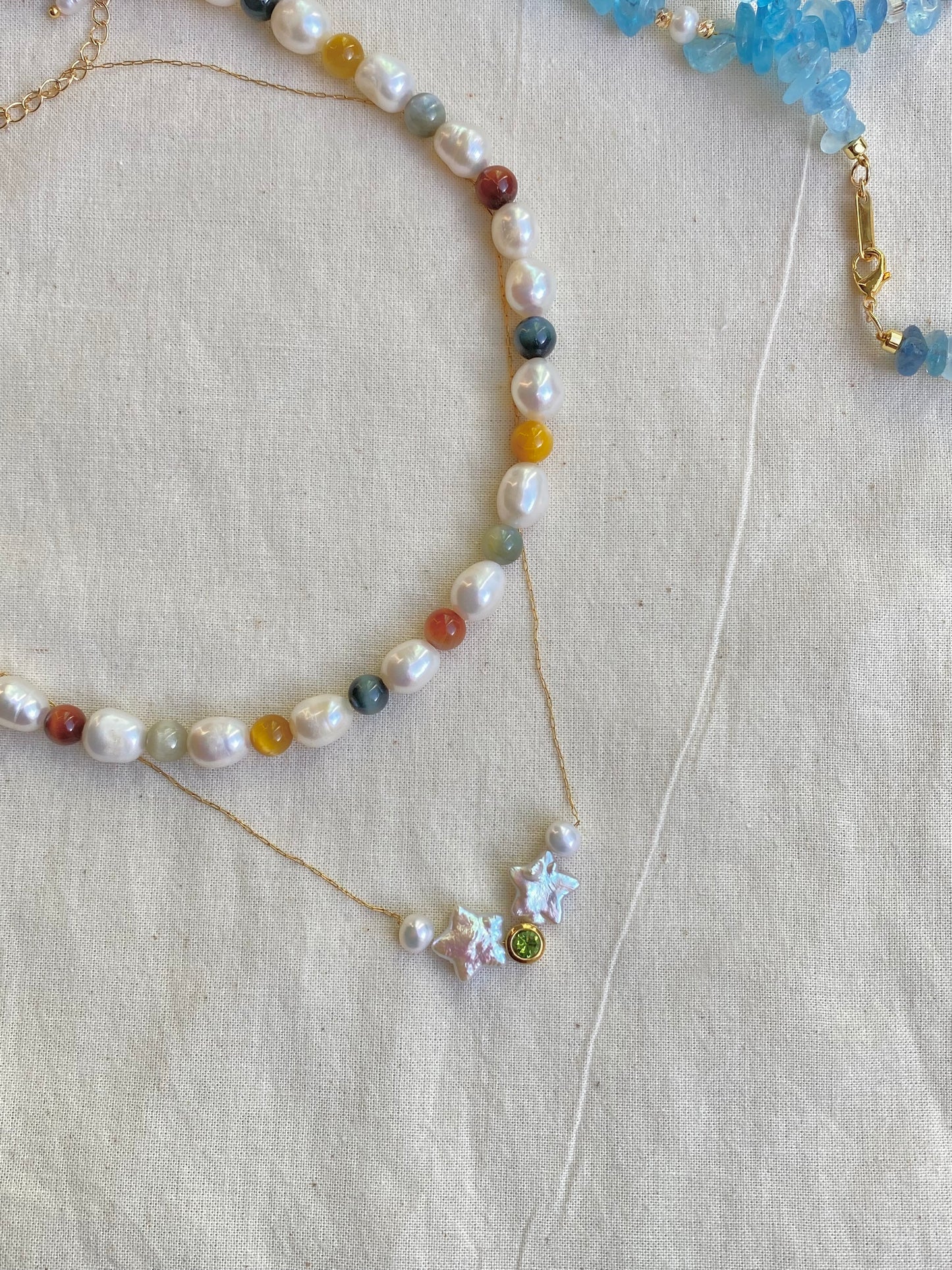 Dainty Celestial Baroque Pearl Star Choker Necklace,Custom Birthstone Pearl Necklace, Elegant Jewelry, Minimalist Bridesmaid Gift for Her