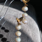 Triple Baroque Pearl Drop Earrings Gold Hummingbird Jewelry