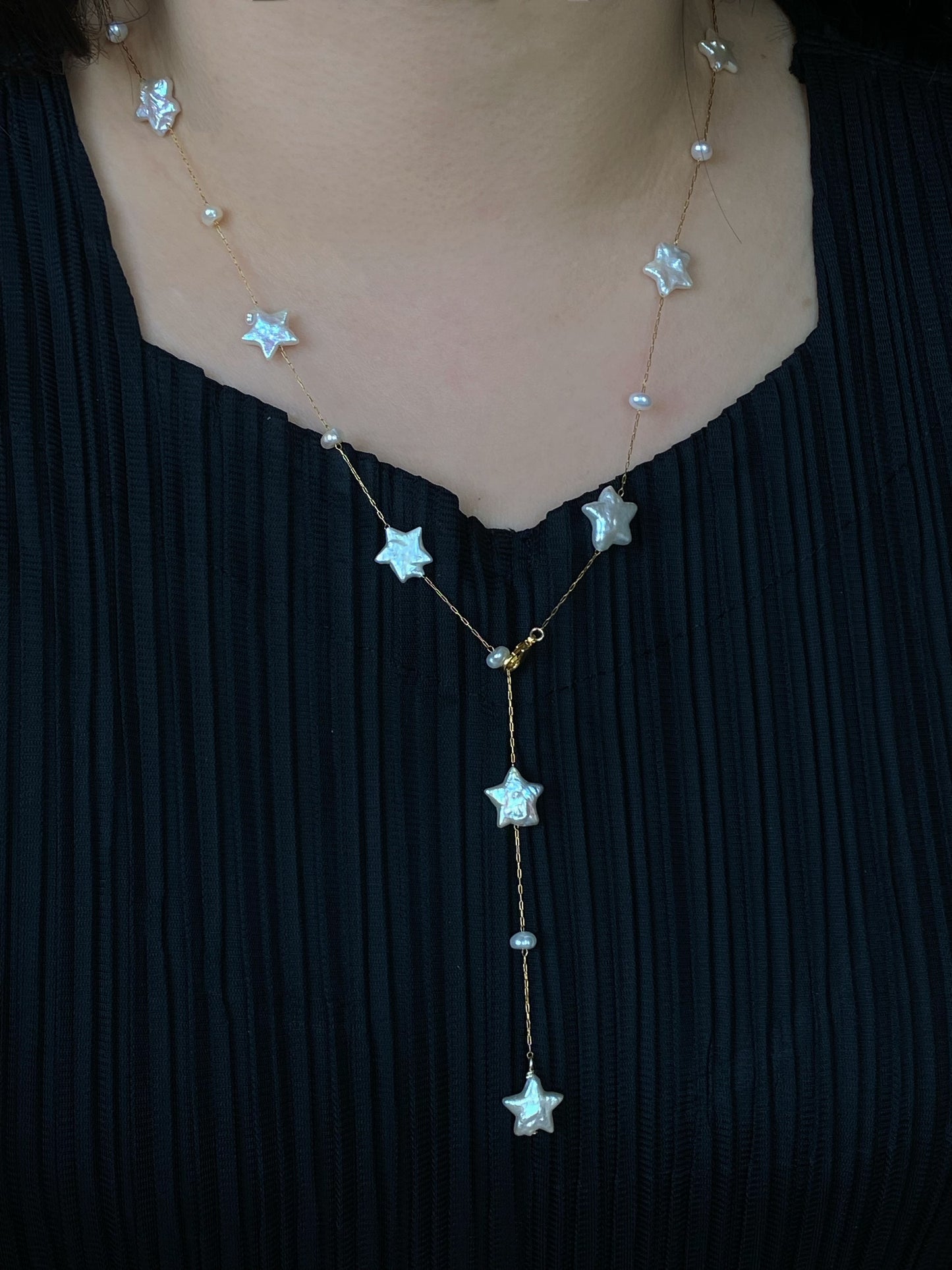 Star Baroque Pearl Choker Adjustable Y Necklace Celestial Jewelry