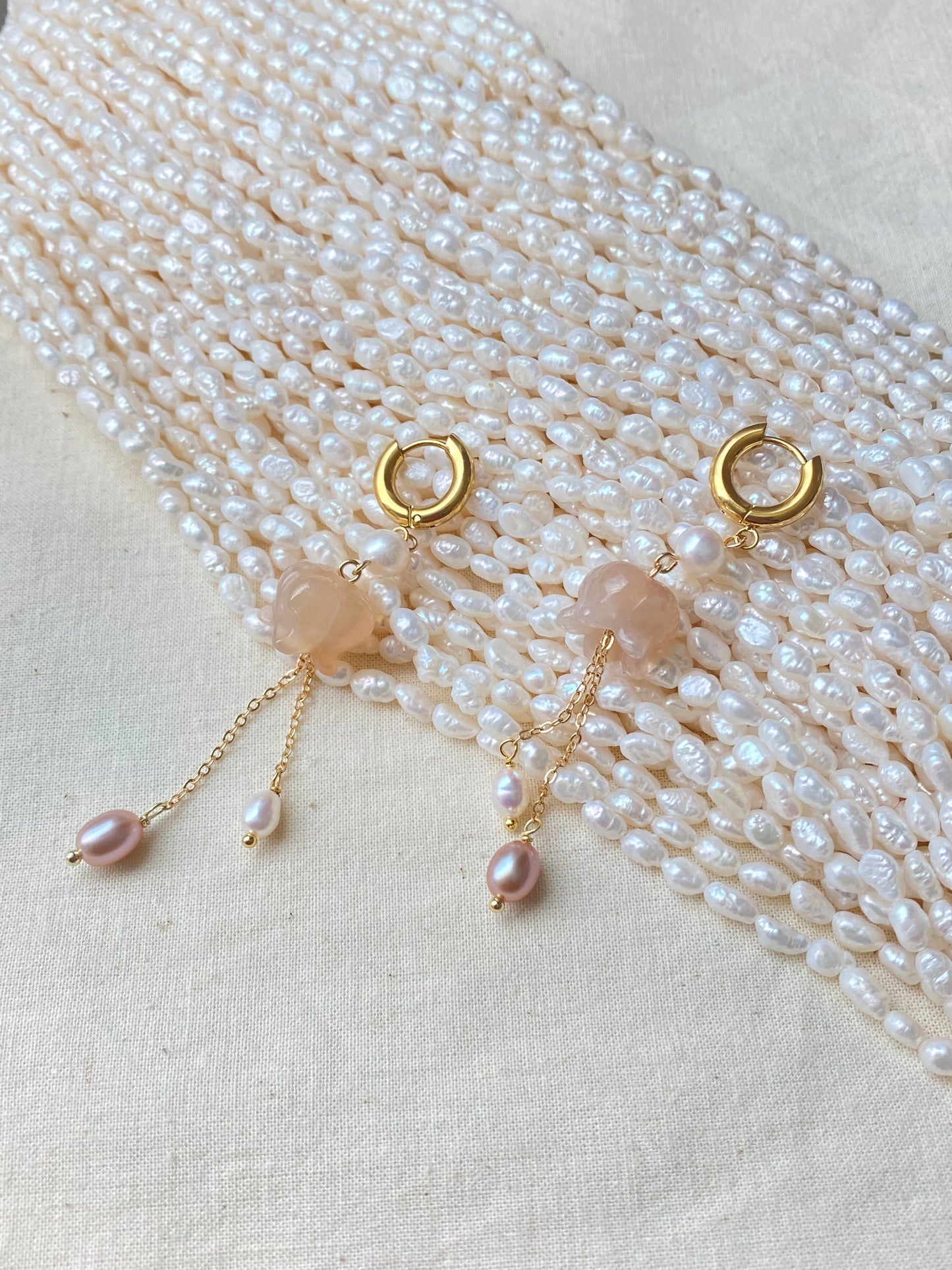 Lily of the Valley Earrings Flower Agate  Pearl Dangle Earrings Elegant Handmade Drop Earrings Bridesmaid Gift for Her Dainty tissue earring