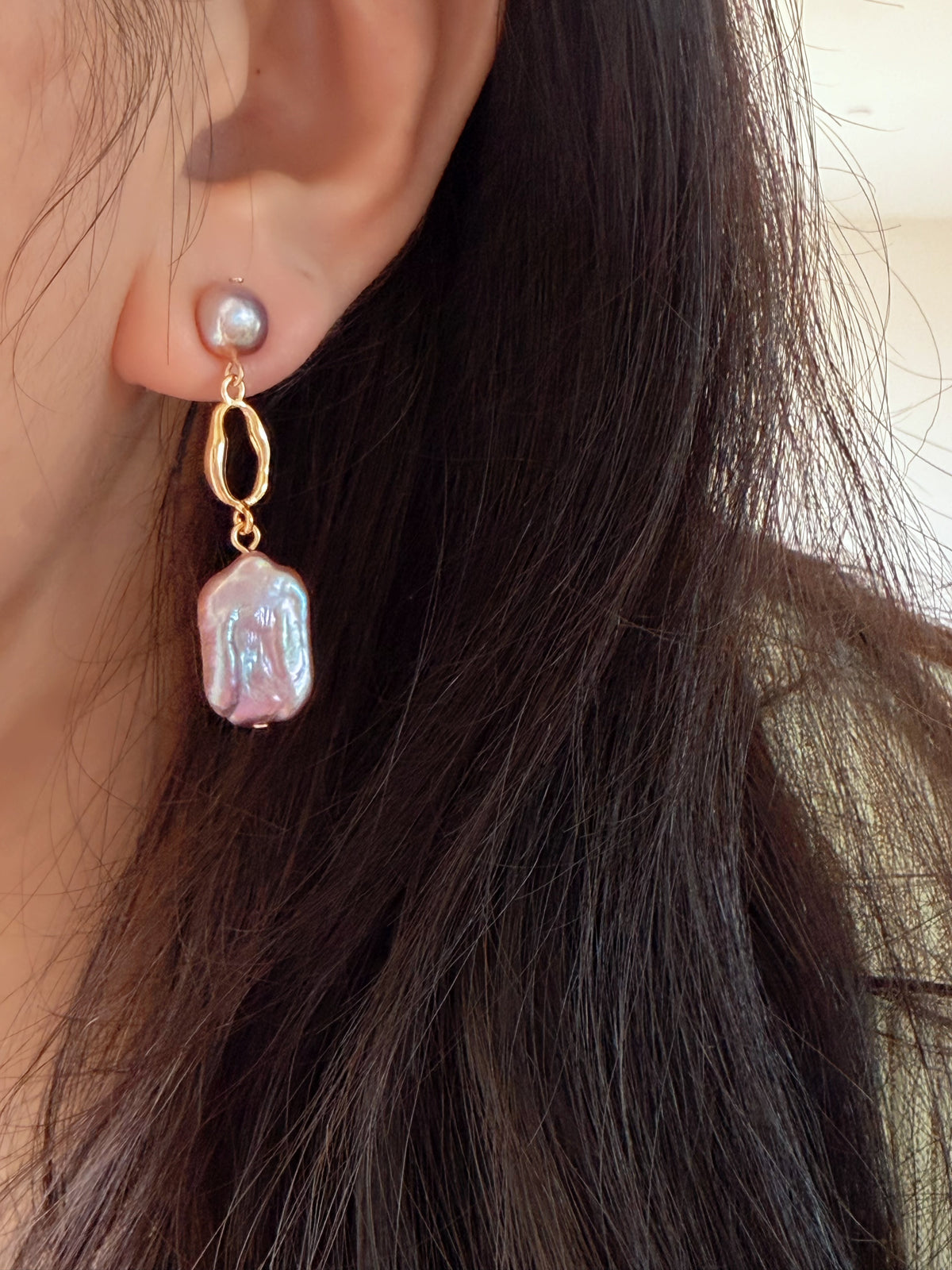 Lavender Baroque Pearl Drop Earrings – VIOLETTE