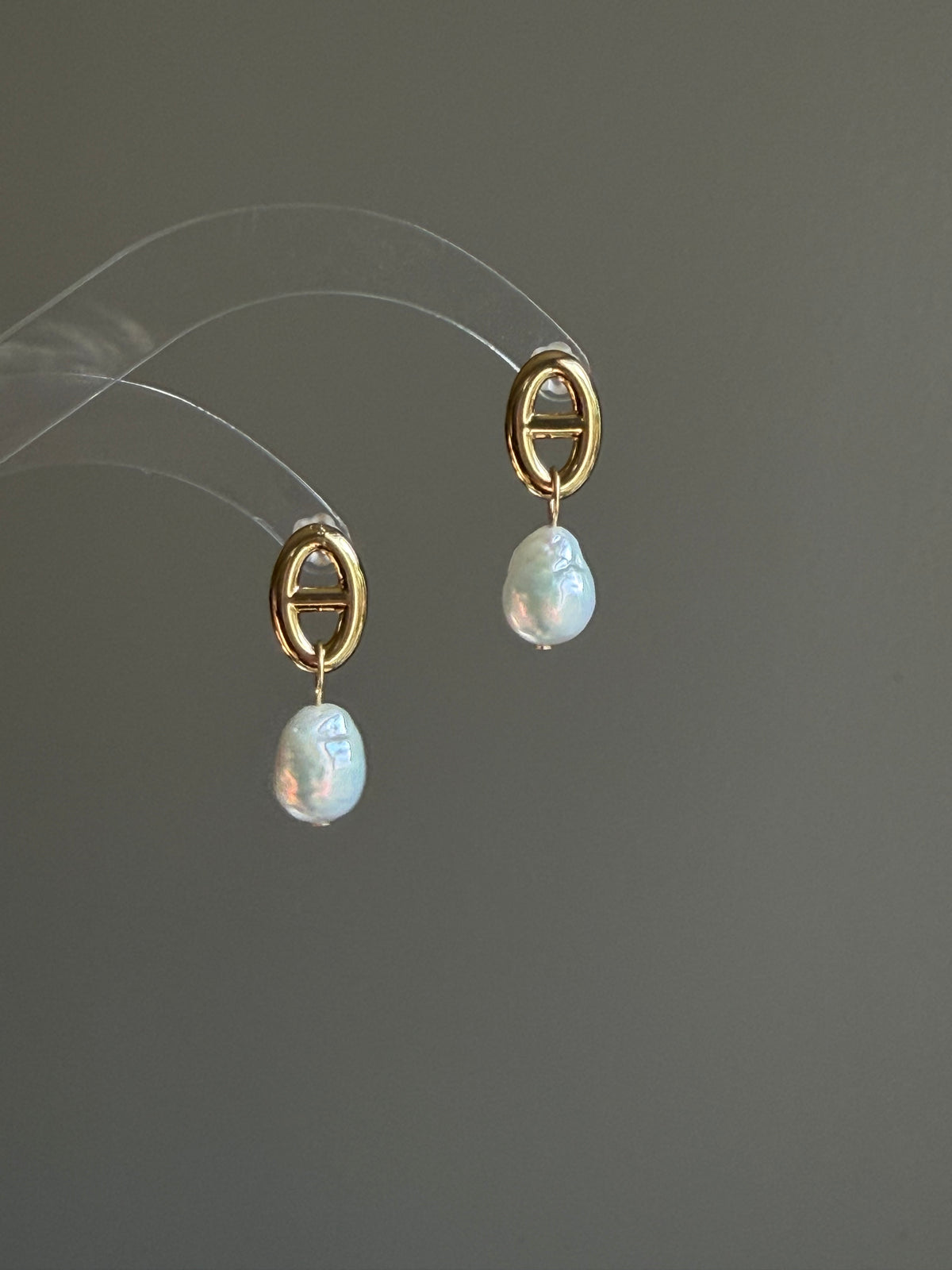 Maya Anchor Link Baroque Pearl Earrings