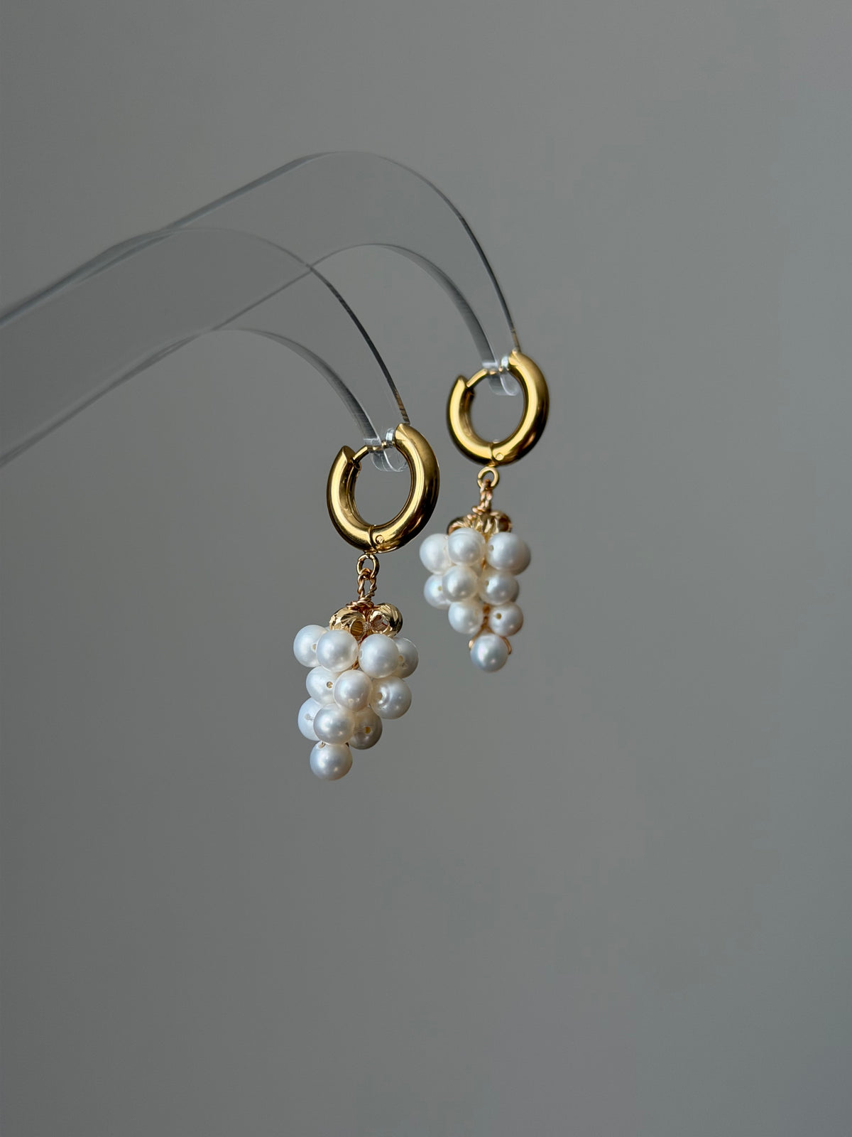 White Grape Pearl Hoop Earrings | NAPA BLANC