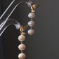 Baroque Triple Pearl Drop Earrings with Gold Hummingbird Studs – Elegant Nature-Inspired Statement Weddings Earrings