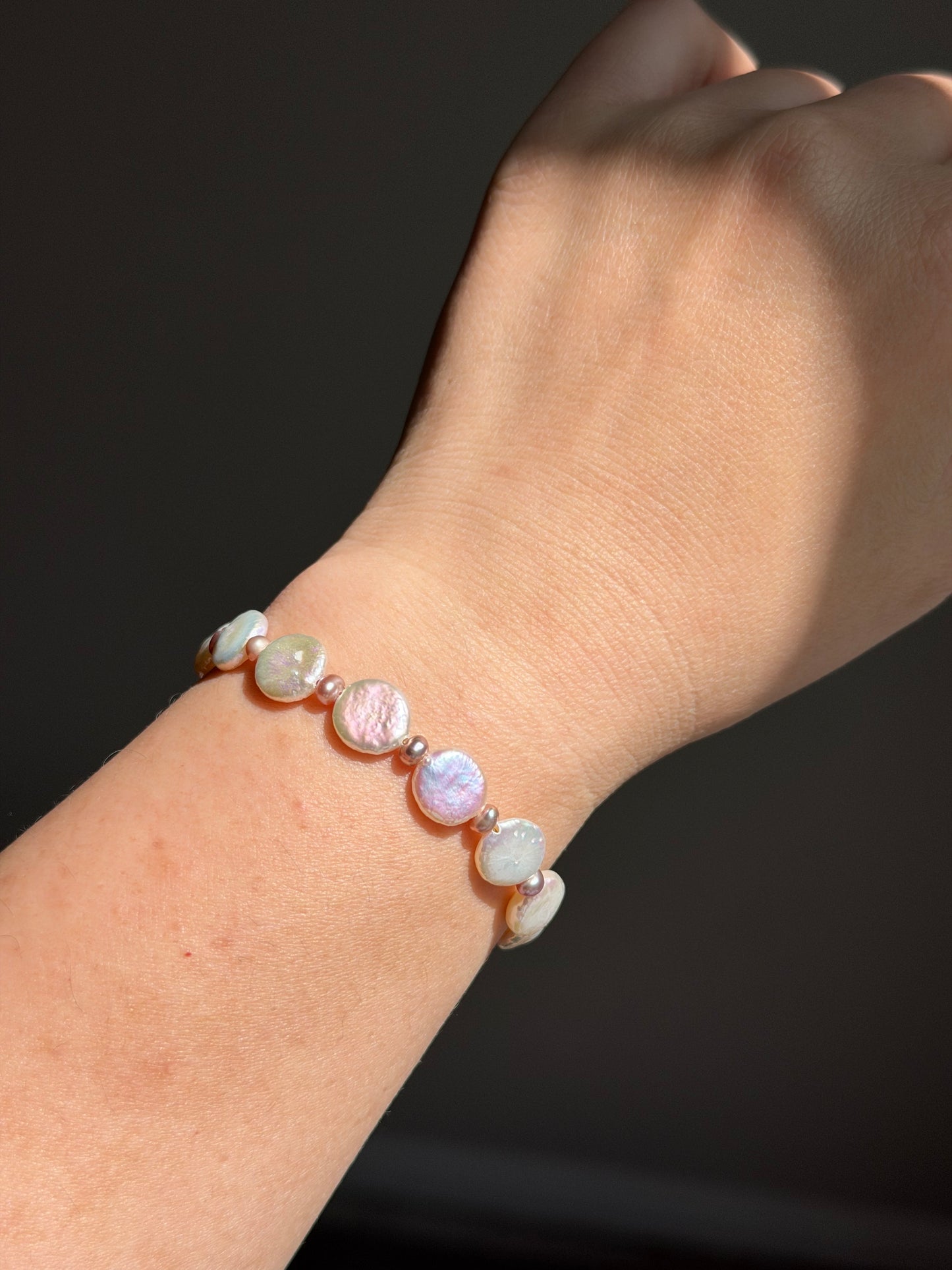 Luna Celestial  Baroque Coin Pearl  Bracelet with Toggle Clasp