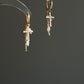 Gloria  Convertible CZ Cross & Pearl Charm Earrings