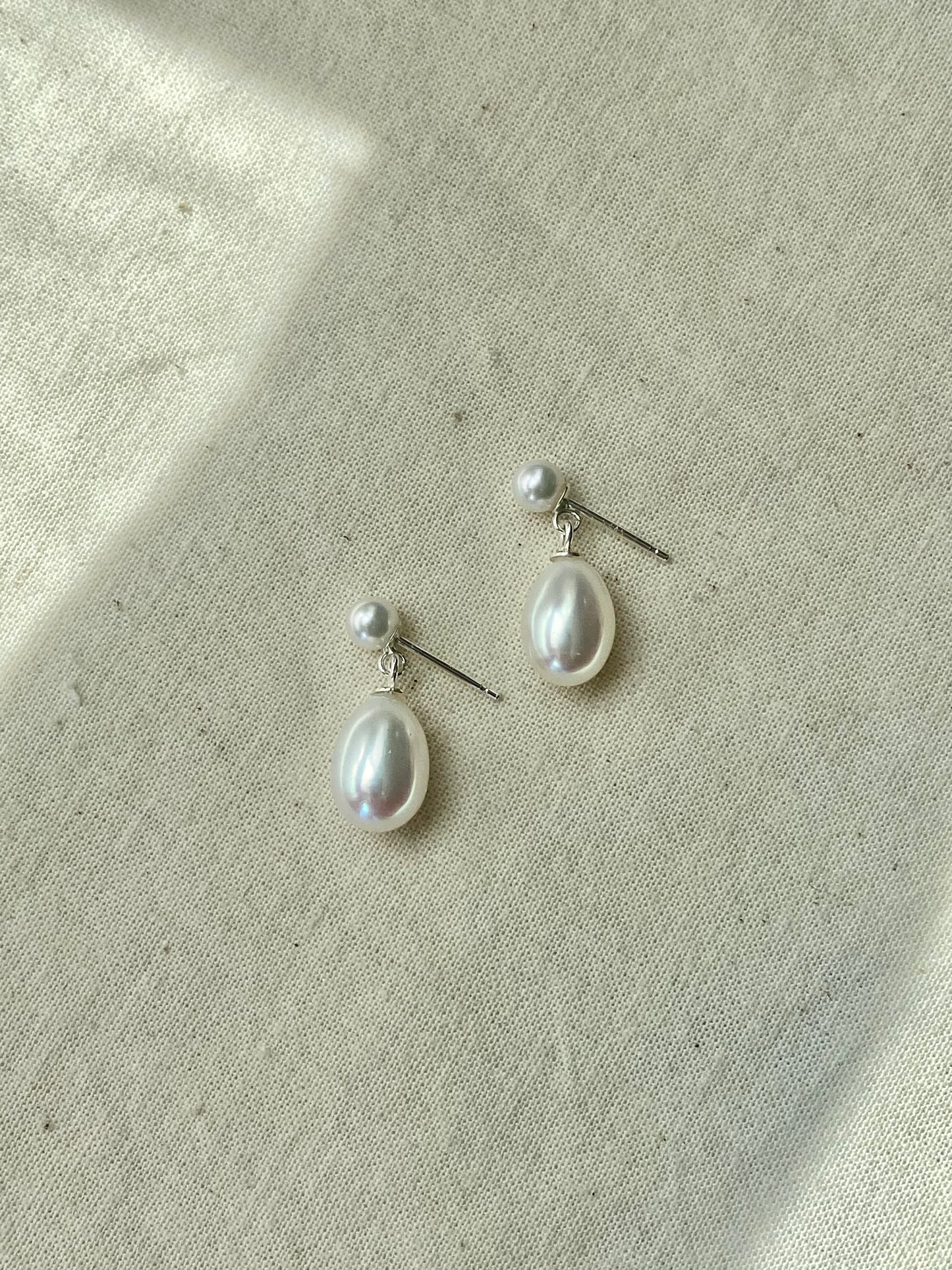 Double Pearl Drop Earrings