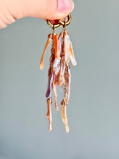 Freshwater Pearl Cascade Earrings | SOLARA Sunset Rain
