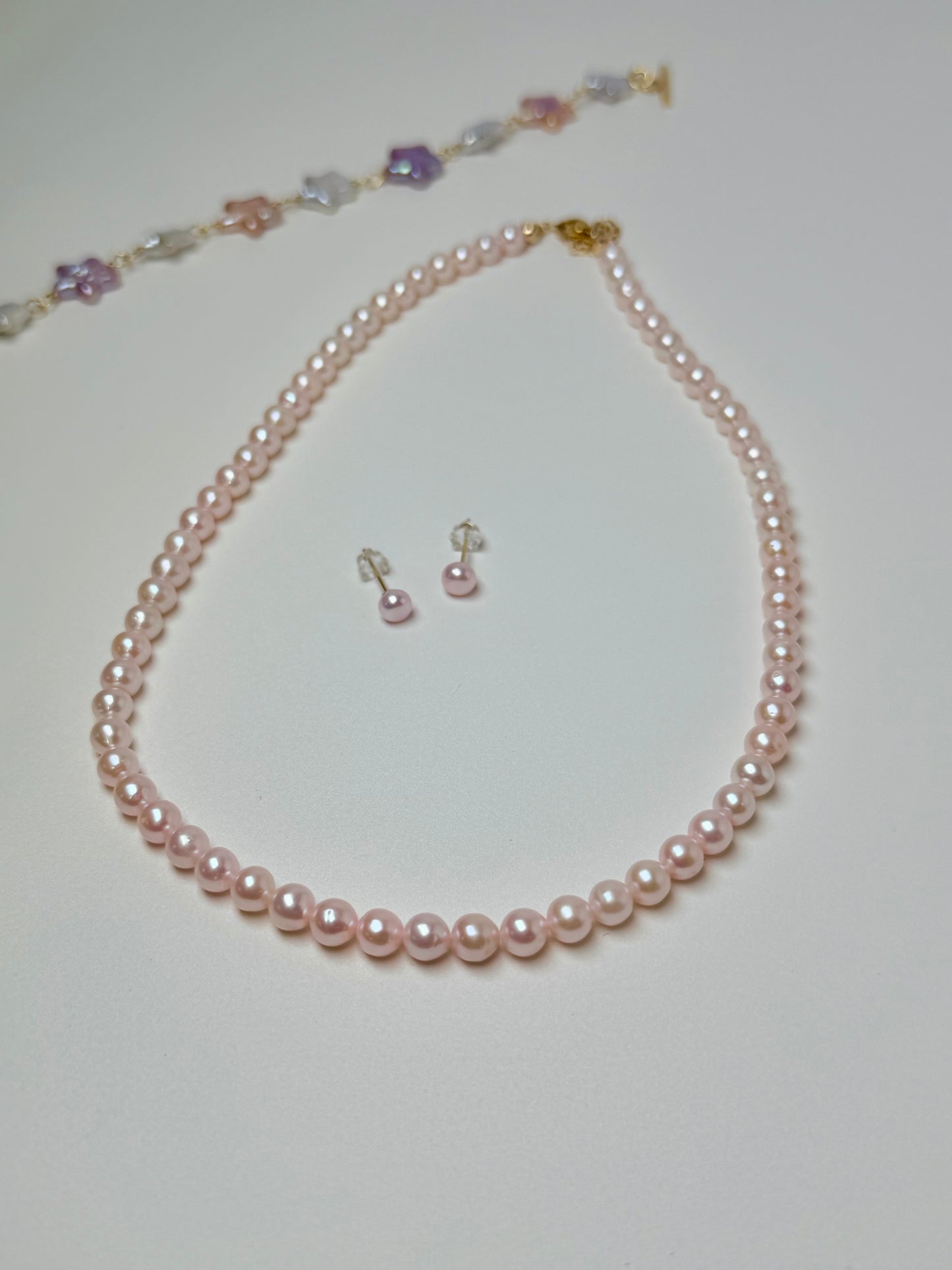 Sakura Pink Freshwater Pearl Necklace | Dainty Minimalist Pearl Choker Necklace