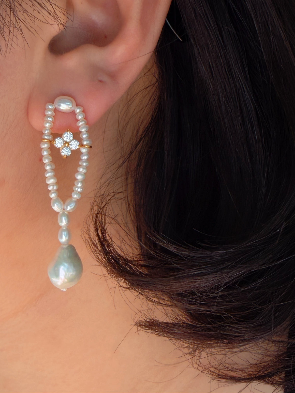 Odette Lucky Clover Pearl Earrings