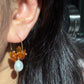 Baltic Amber & Large Baroque Pearl Wreath Hoop Earrings | Autumn Caramel Collection