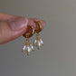 Handmade Triple Pearl 3-in-1 Hoop Earrings | Removable Freshwater Pearl Charm | Dainty Gold Hoops | Versatile Pearl Drop Earrings