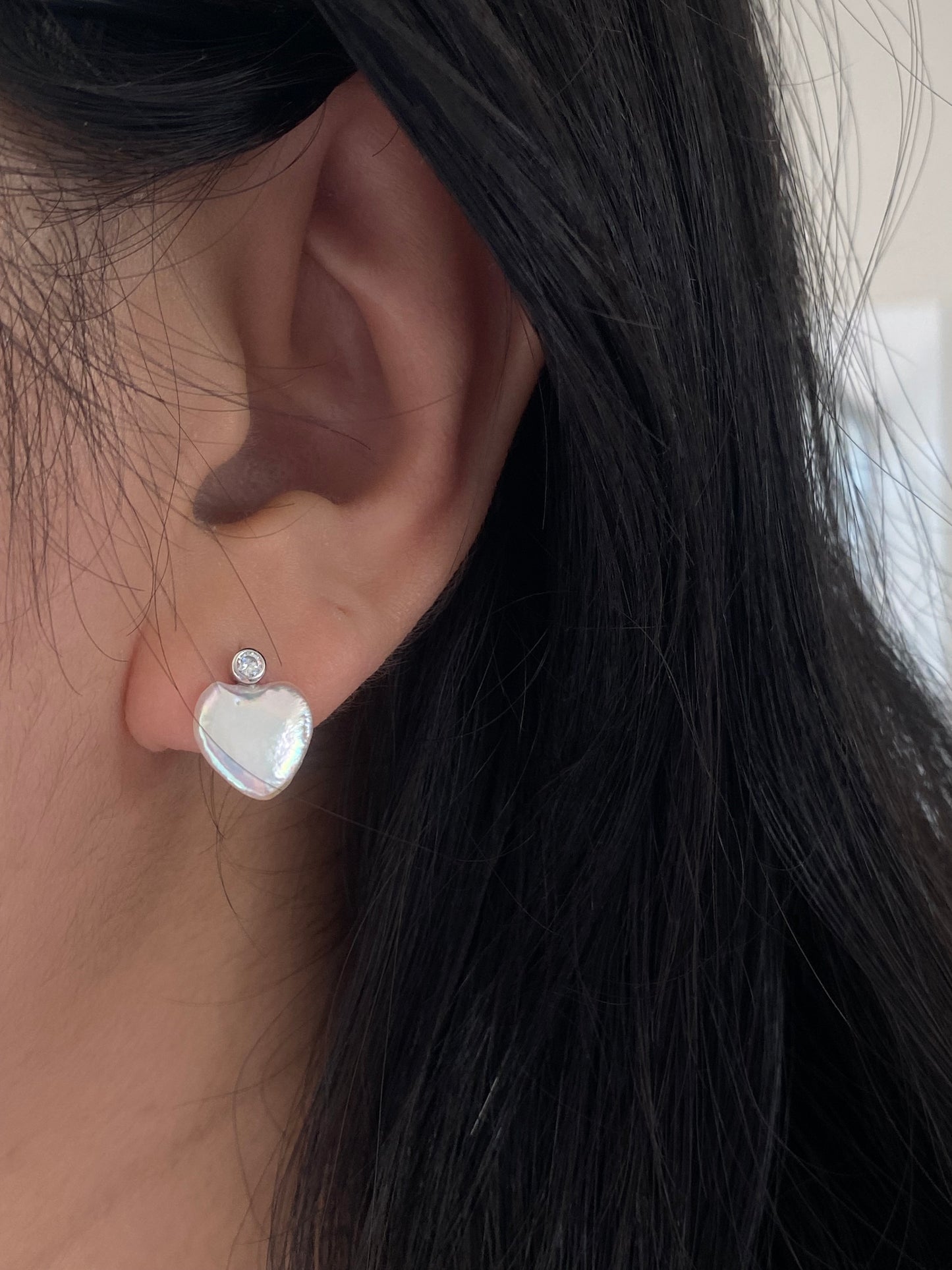 S925 Sterling silver Minimalism Baroque Pearl zircon stud Earrings Heart Elegance Dainty Style  Pearl Earrings Bridal statement earring gift