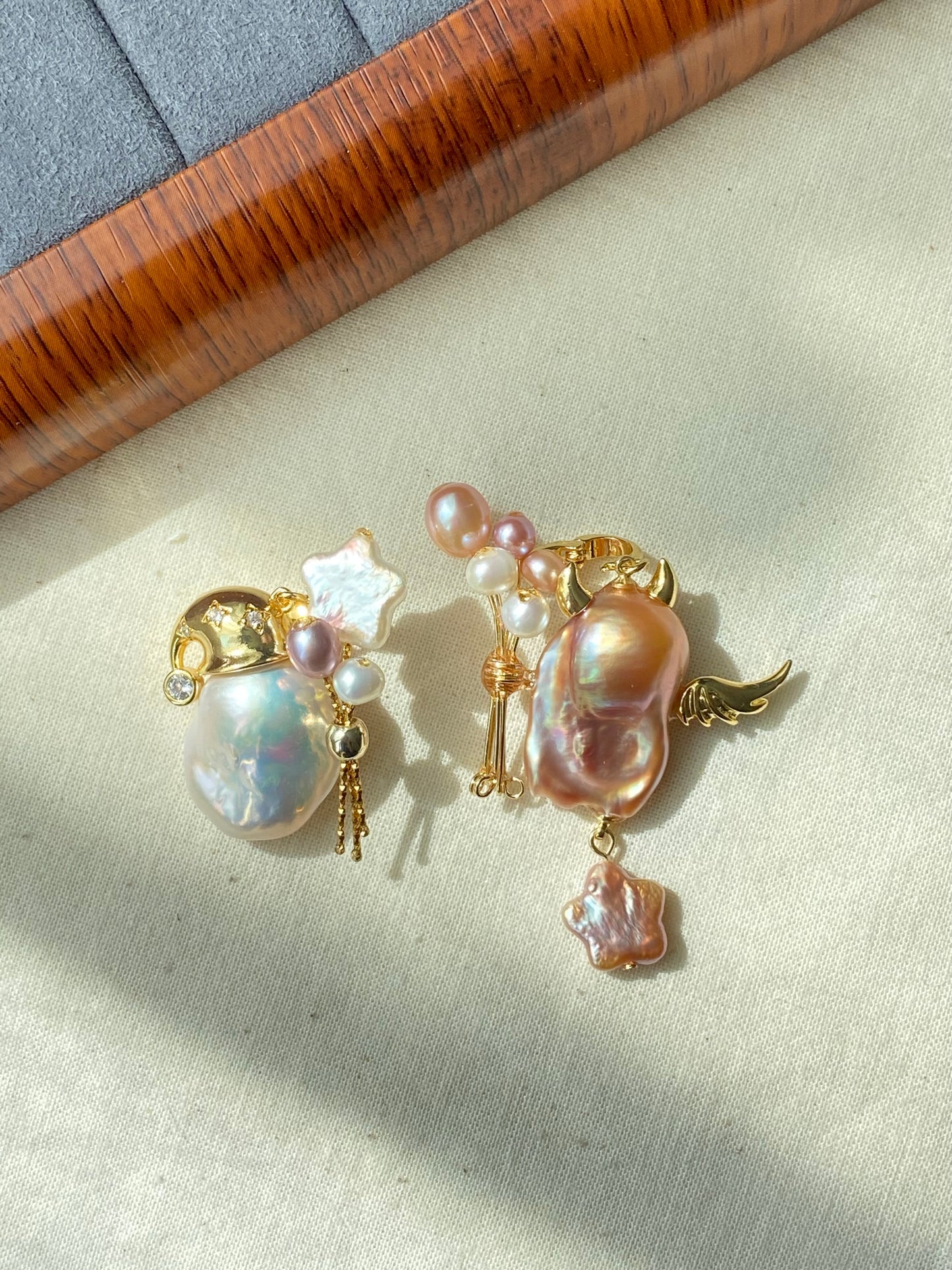 Balloon Pearl Necklace – Handmade Baroque Pearl Devil or Santa Statement Jewelry