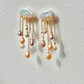 Rainstorm Hand-Drilled Pearl Cloud Earrings | Hand-woven Raindrop Jewelry