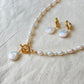 Handmade Baroque Pearl Pendant Necklace with Toggle Clasp for Women