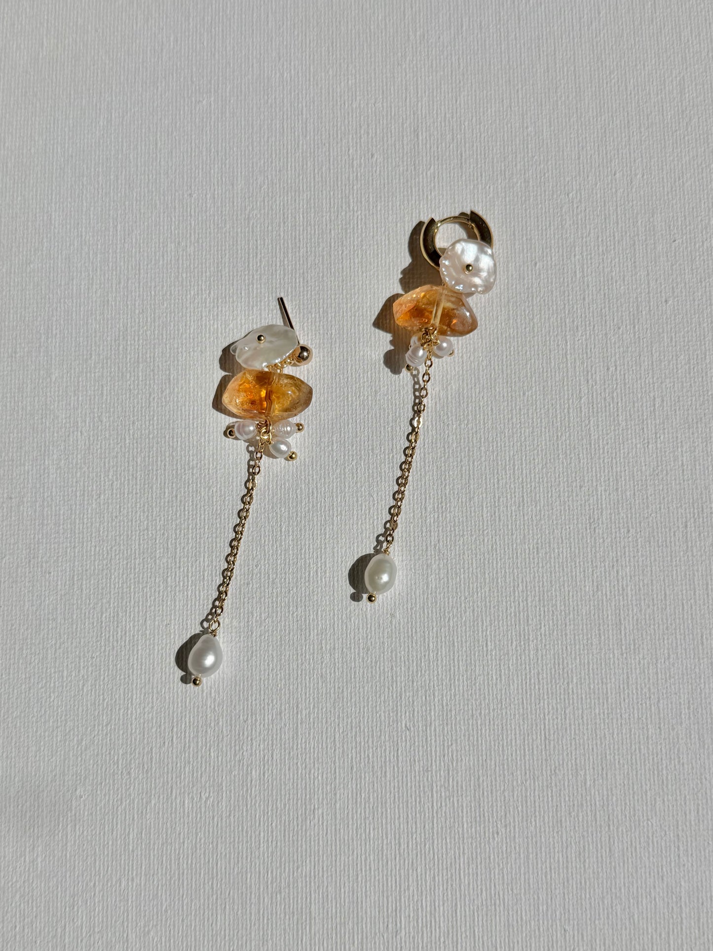 Citrine Baroque Pearl Dangle Earrings Fairycore Gemstone Jewelry