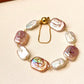 Baroque Pearl Bracelet Gold Magnetic Clasp Safety Chain Jewelry