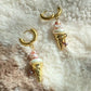 Ice Cream Pearl Drop Earrings Whimsical Gold Huggie Jewelry