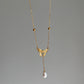 Gold Bow Tie Pearl Drop Y Necklace Vintage Romantic Jewelry