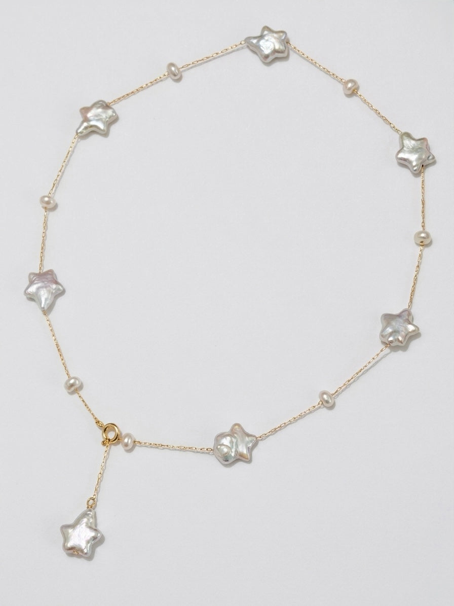 Star Baroque Pearl Choker Adjustable Y Necklace Celestial Jewelry