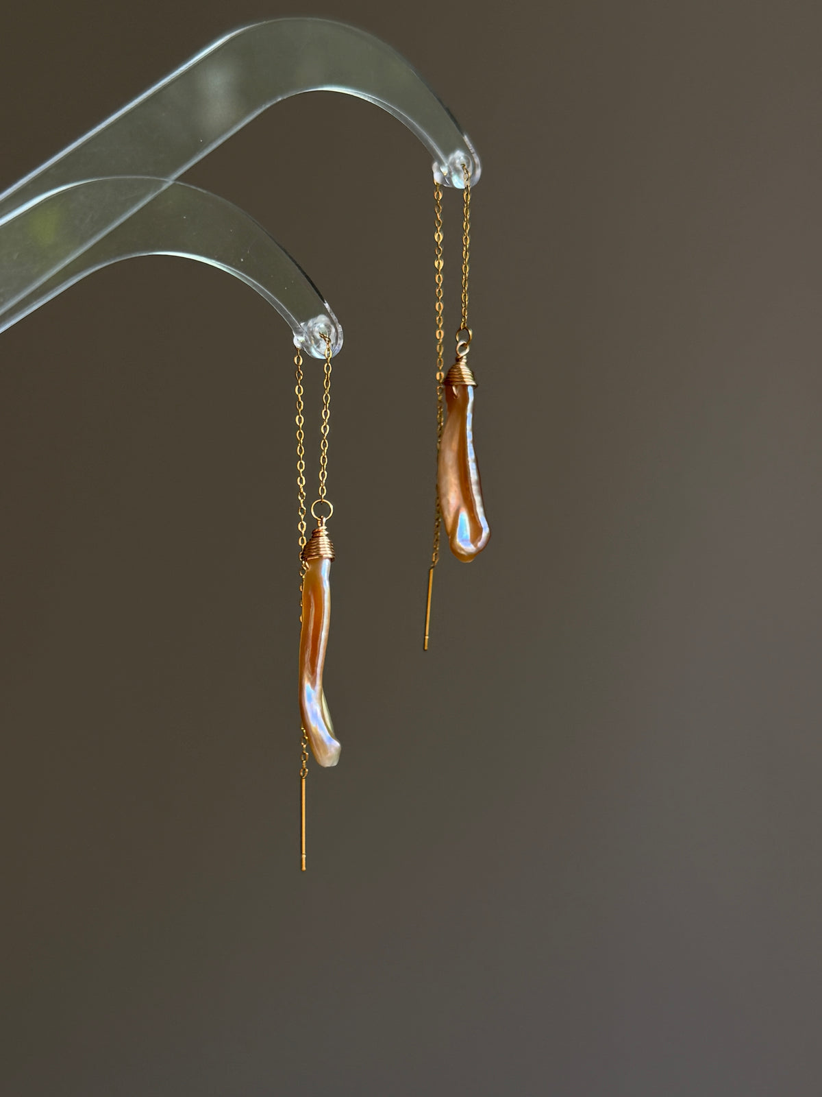 Raine Aurora | Biwa Pearl Threader Earrings