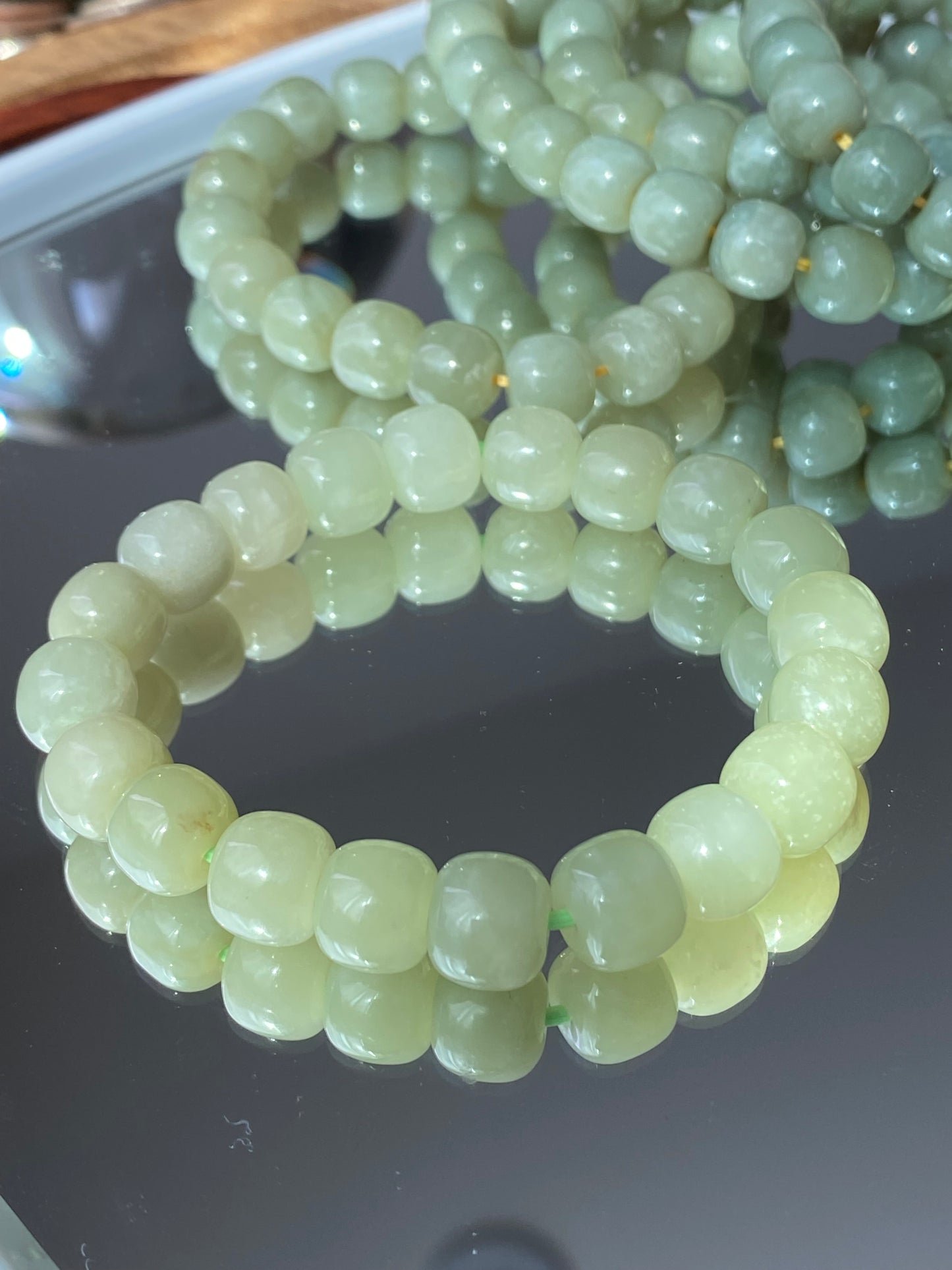 AAA  Natural light green Jade square bead handmade Bracelet Best lucky Gift for her,gift for Mom,meditation crystal bracelet gift for him