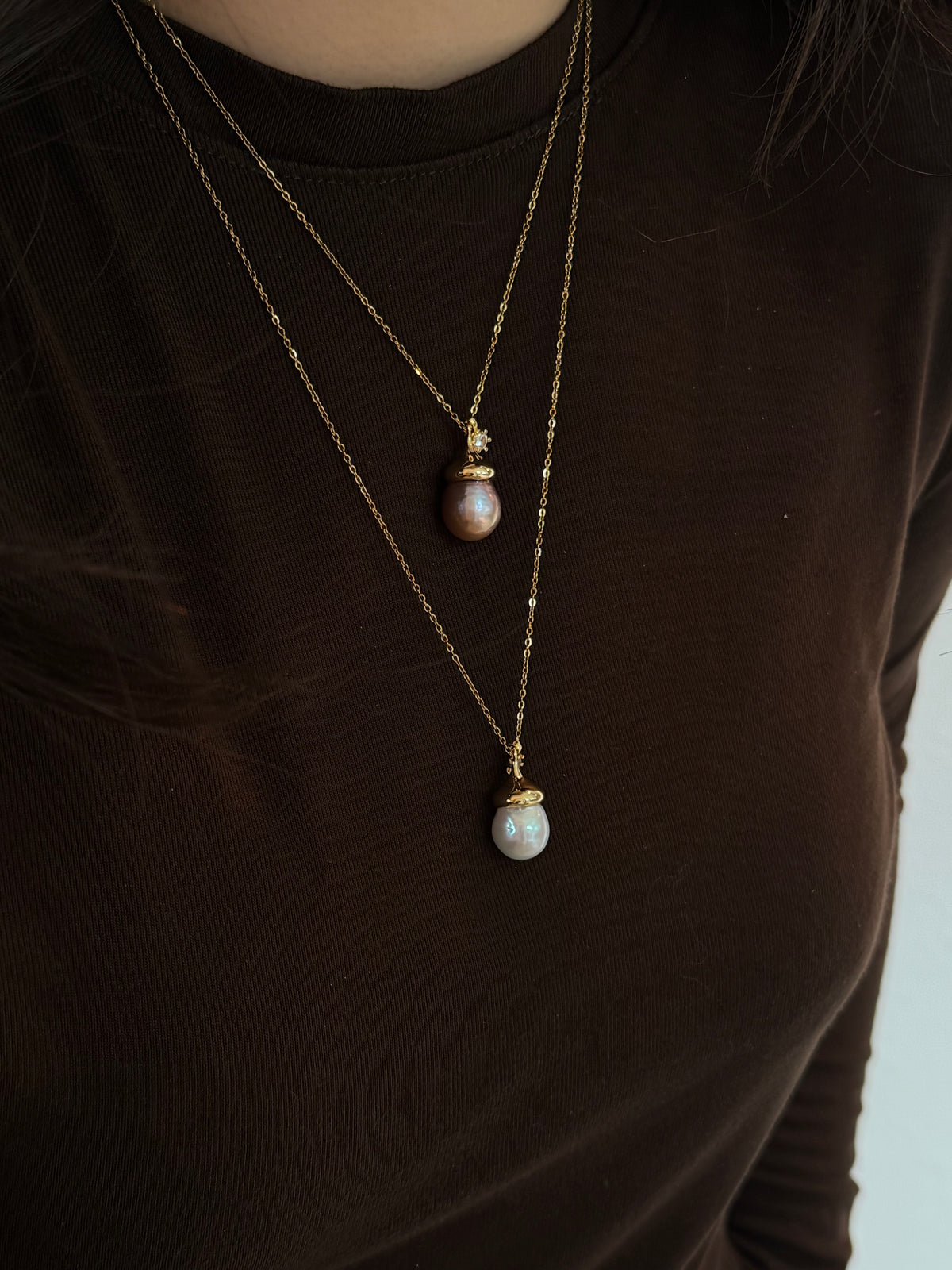 Acorn & Dewdrop Necklace | Luxury Baroque Pearl & Gold Jewelry