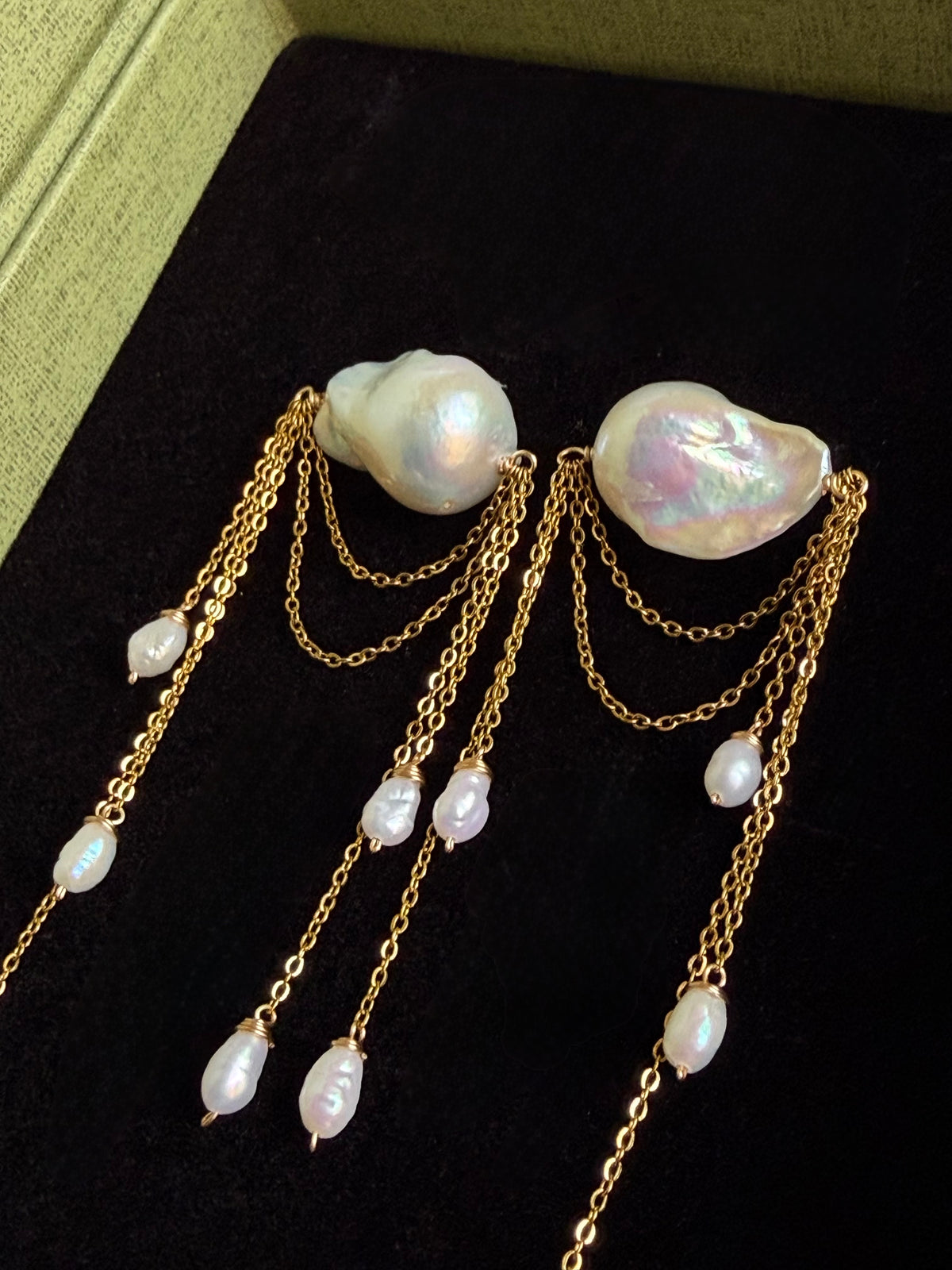 Ardelle Baroque Pearl Draped Chain Earrings