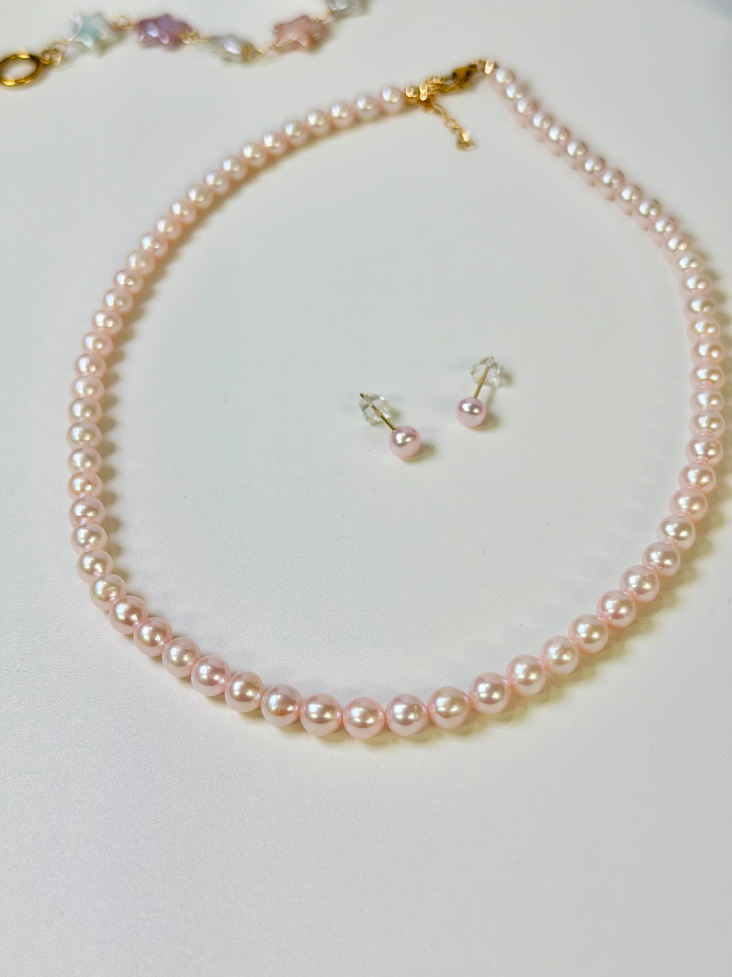 Sakura Pink Freshwater Pearl Necklace | Dainty Minimalist Pearl Choker Necklace