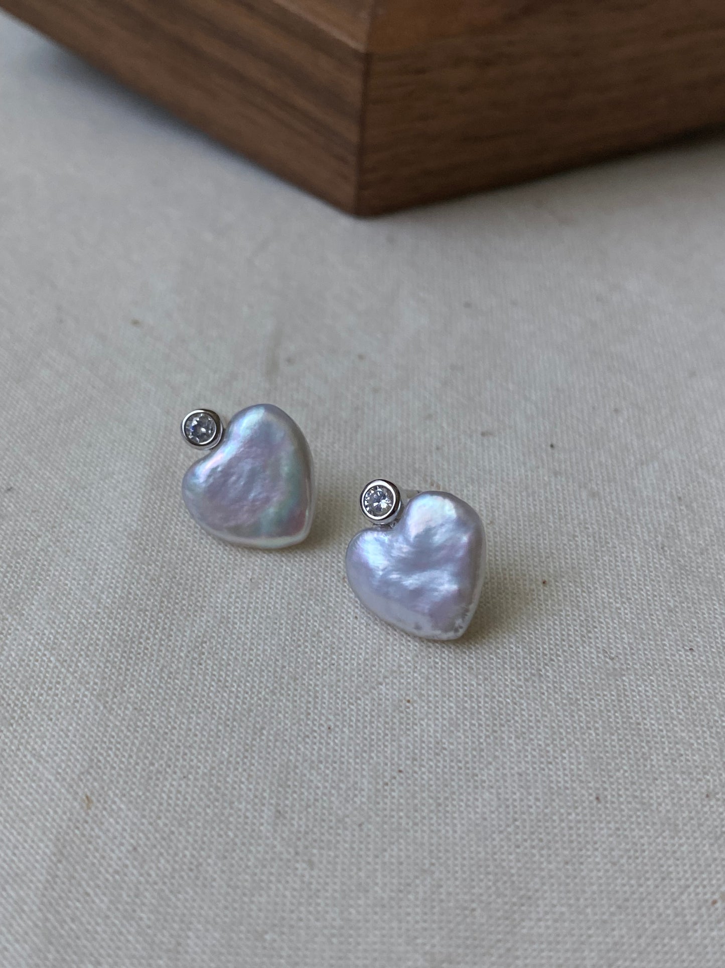 S925 Sterling silver Minimalism Baroque Pearl zircon stud Earrings Heart Elegance Dainty Style  Pearl Earrings Bridal statement earring gift