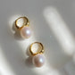 Huge jumbo Freshwater pearls Classic Elegant Gold Clip Huggies with Oversized Pearls Wedding Hoop earring  anniversary Gift for her