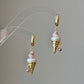 Ice Cream Pearl Drop Earrings Whimsical Gold Huggie Jewelry