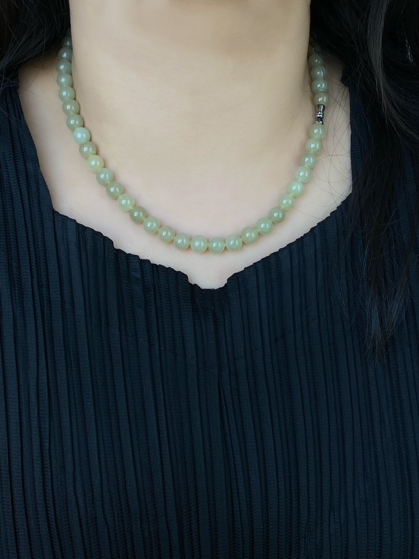 High Grade Natural Light Green Smooth Round Lucky Jade Bead Necklace | birthdays Gift|  anniversaries gift-mothers day gift for her-翡翠-ヒスイ